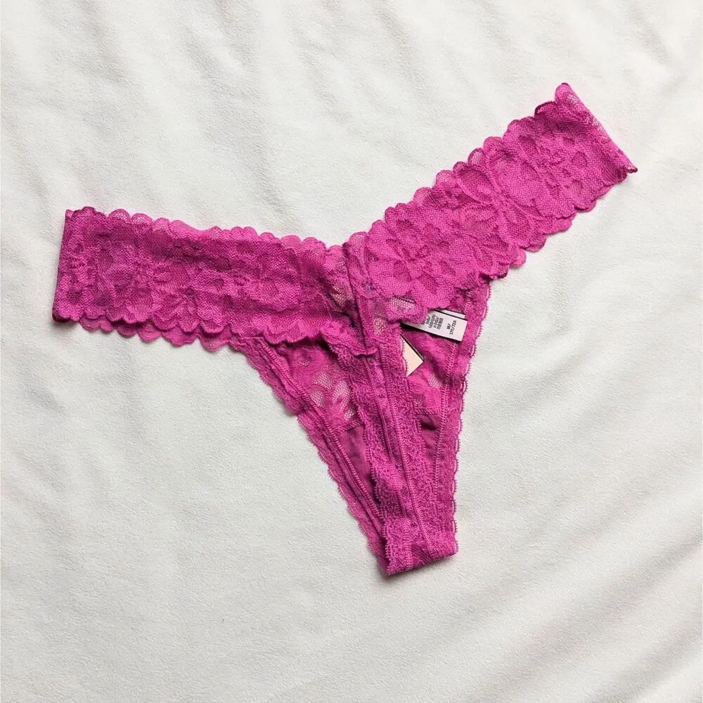 Victoria's Secret The Lacie Lace-up Thong Panties M New Pink